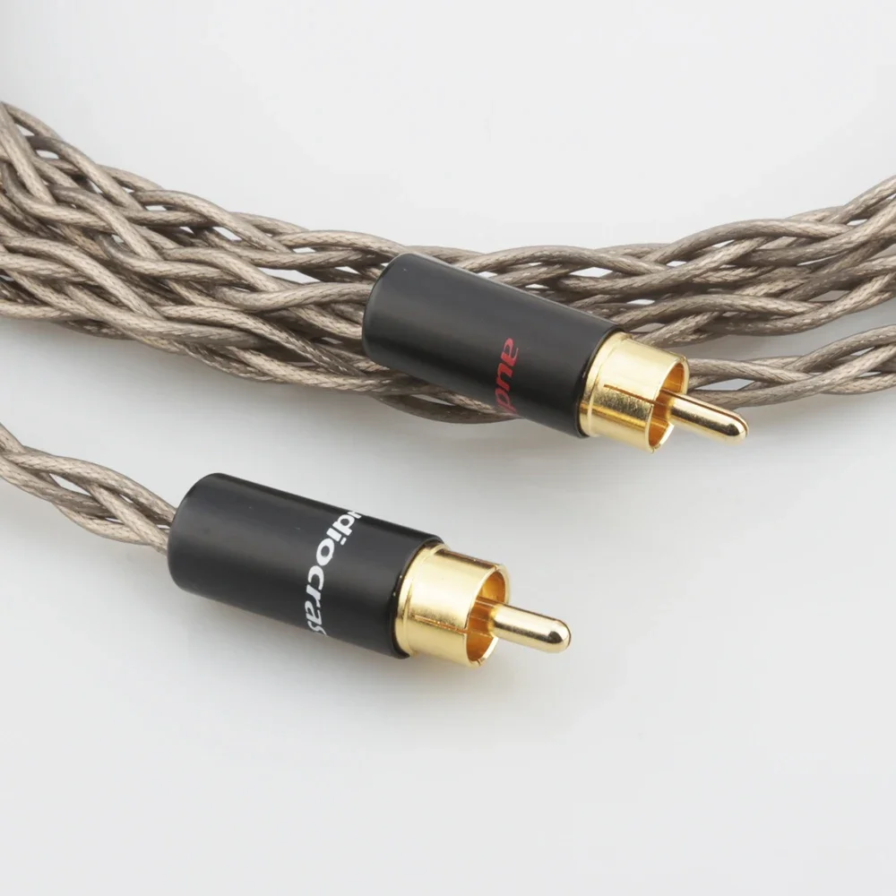 Pair Audiocrast 5N OCC Silver Plated RCA to RCA Interconnect Audio Cable Gold Plated for Enhanced Sound Quality