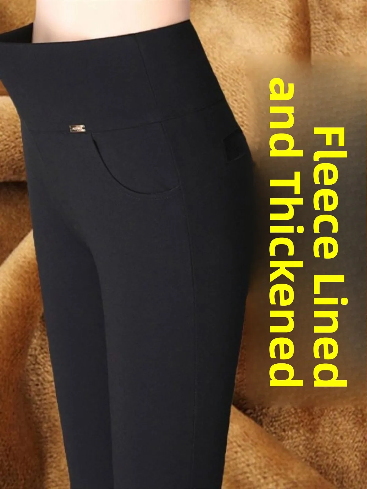 Hoge taille Fce gevoerde verdikte damesbroek Elastisch Casual broek met rechte pijpen Bla In-Sle Woon-werkverkeer Faion Polyestervezel