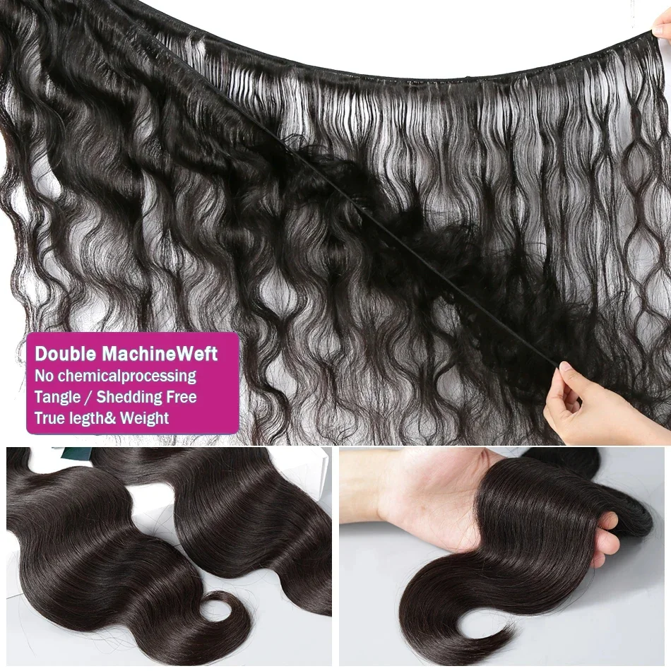 Mechones de cabello humano ondulado, extensiones de cabello malayo virgen, 100% humano, 3 uds.