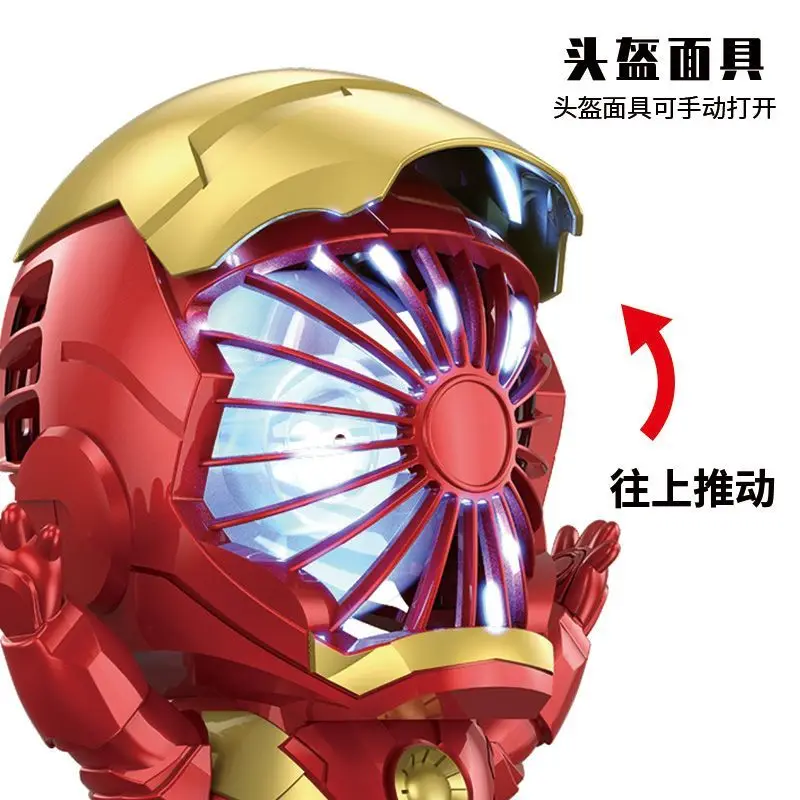 هدية زينة بمروحة كهربائية محمولة على شكل شخصية جديدة من Marvel Iron Man للأطفال على شكل رسوم متحركة محمولة صامتة محمولة باليد