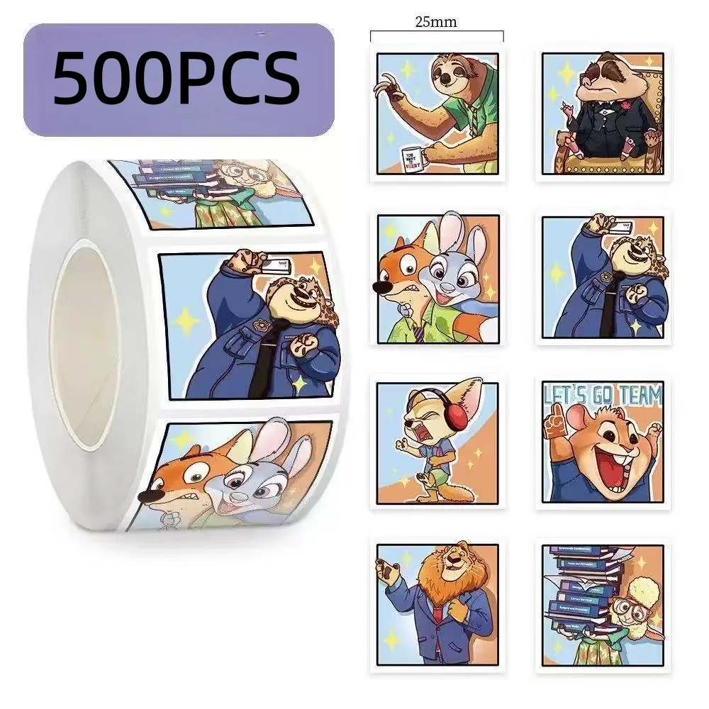 

500pcs/roll Disney Zootopia Kawaii Stickers Luggage Graffiti Toy Decals Decoration Sticker Gift Closure Sticker