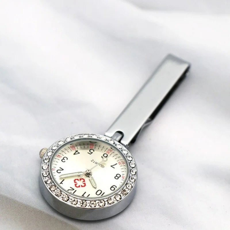 Nurse's Watch Disc with Diamond Waterproof Pocket Watch Unisex Medical Pin Chest Watch Pointer Pocket Watch Large Dial Wholesale