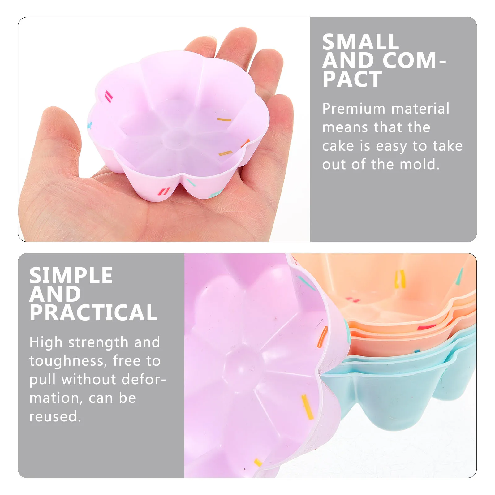 

12Pcs Non-Stick Silicone Muffin Cups Reusable Baking Molds Adorable Cupcake Molds Kitchen Essentials