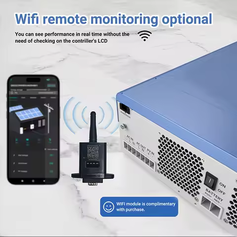 ANENJI 2KW 12V Hybrid Solar Inverter 230VAC Off Grid Pure Sine Wave MPPT 60A Solar Charger Controller With WIFI for Solar Panel