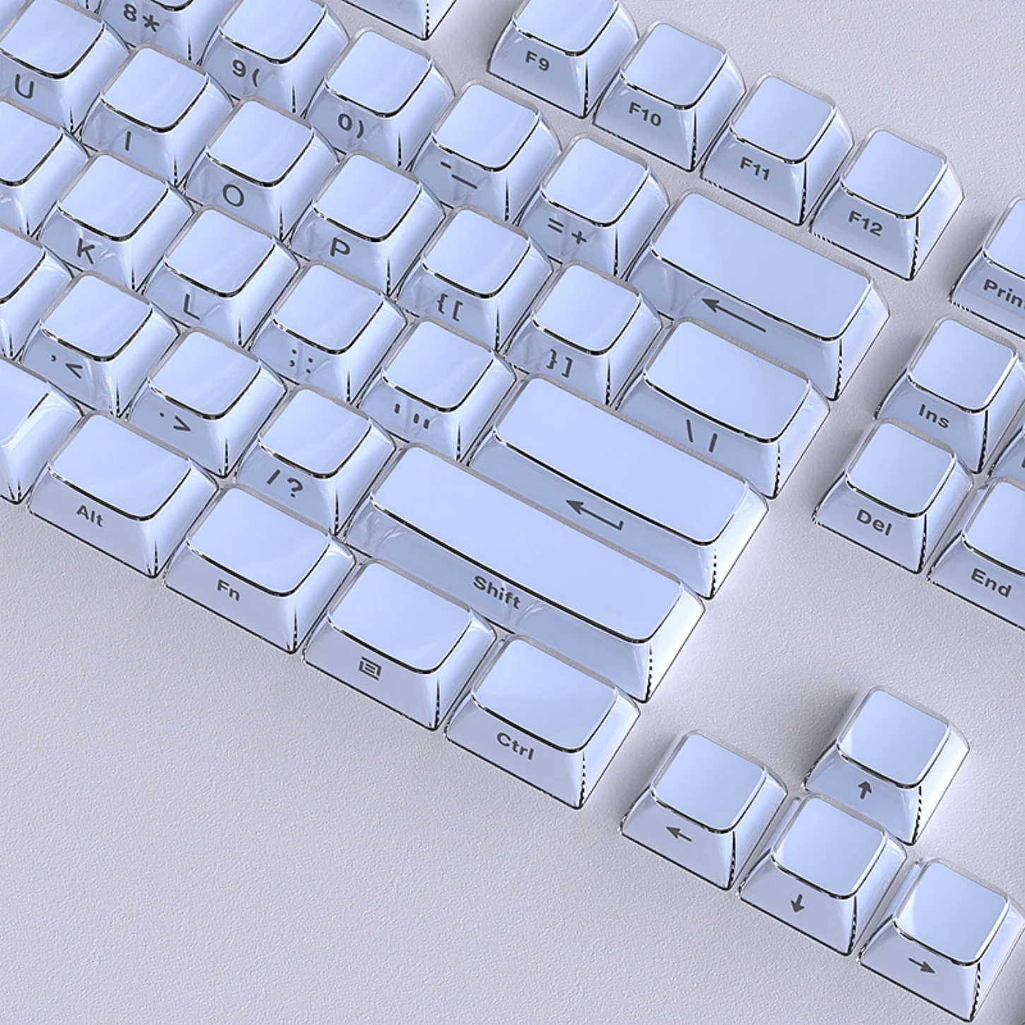 مجموعة أغطية مفاتيح OEM كريستالية زرقاء 136 مفتاحًا منقوشة على الجانب PBT PC Keycap متوافقة مع لوحة المفاتيح الميكانيكية 60/80/87/98/104/108 #5