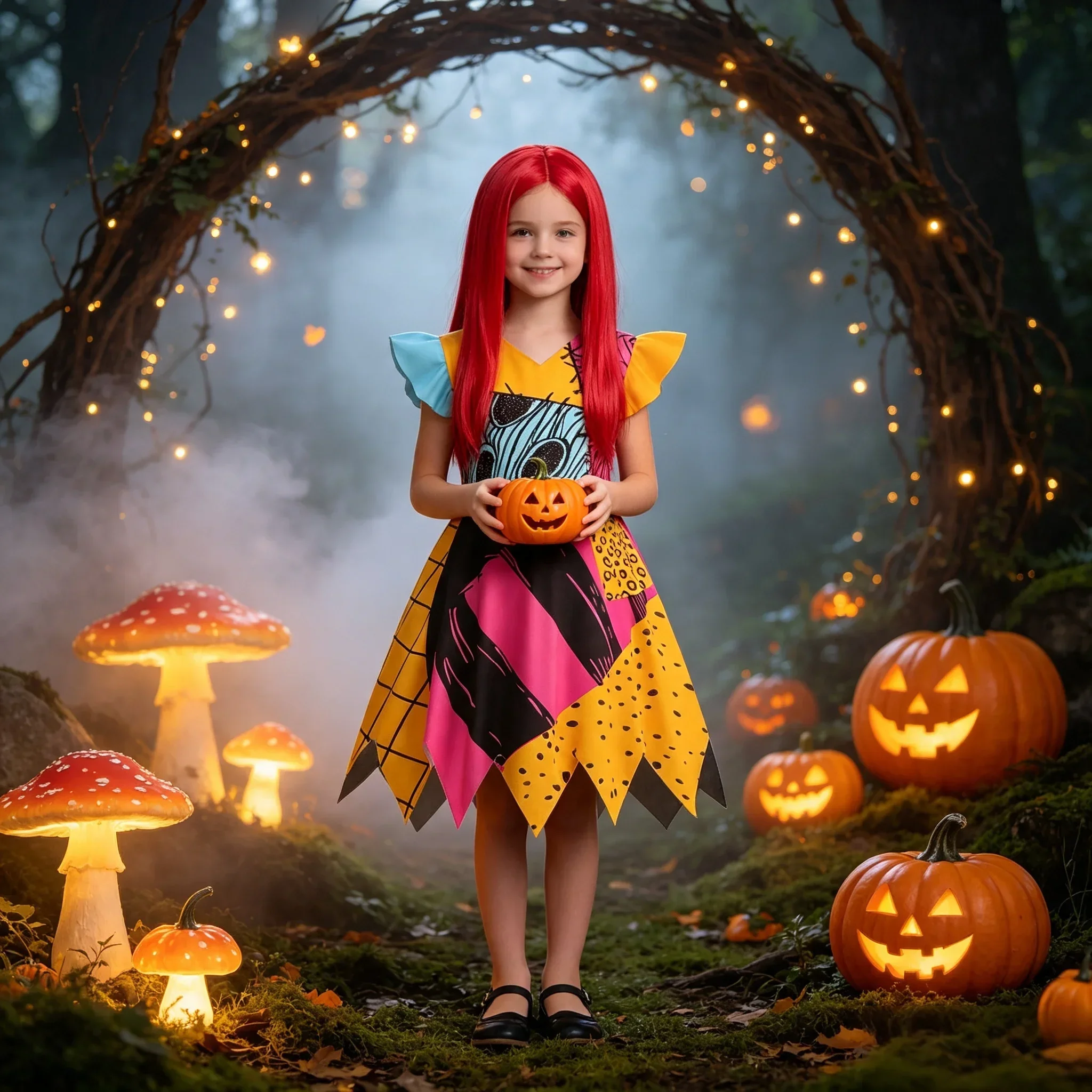 Girls Sally Skeleton Ghost Bride Dress Kids Scary Christmas Eve Cosplay Costume 2026 Halloween Party Character Fancy Dress Up