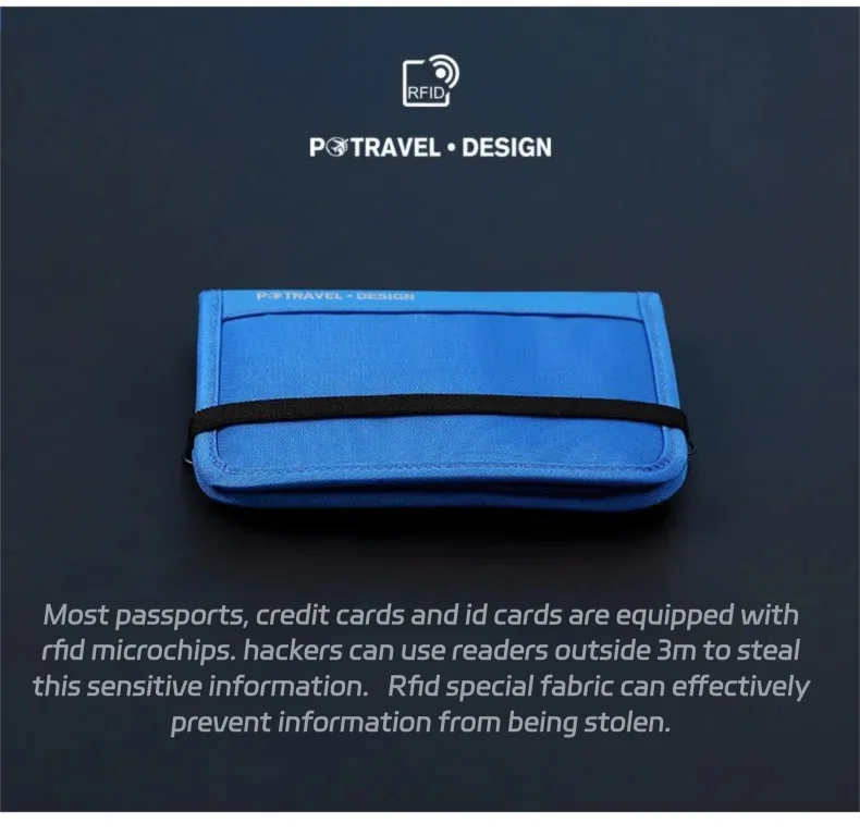 محفظة سفر RFID، حامل جواز السفر، منظم بطاقات الائتمان، حقيبة بسحاب، منظم مستندات مضاد للسرقة، ملحقات السفر