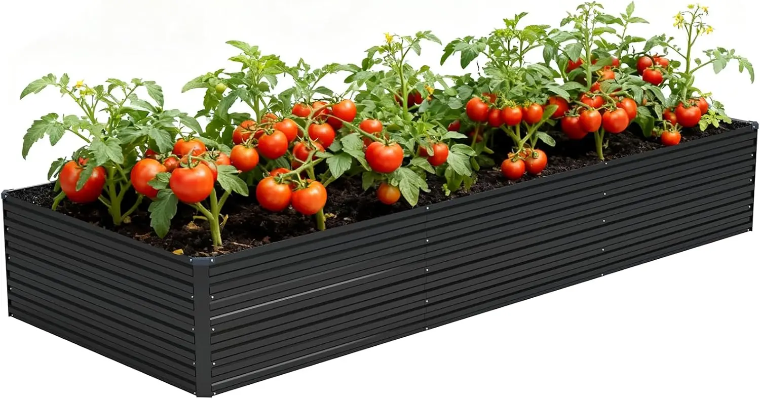 

12x4x2ft Galvanized Raised Garden Bed for Plants, Vegetables, Flowers, Herbs