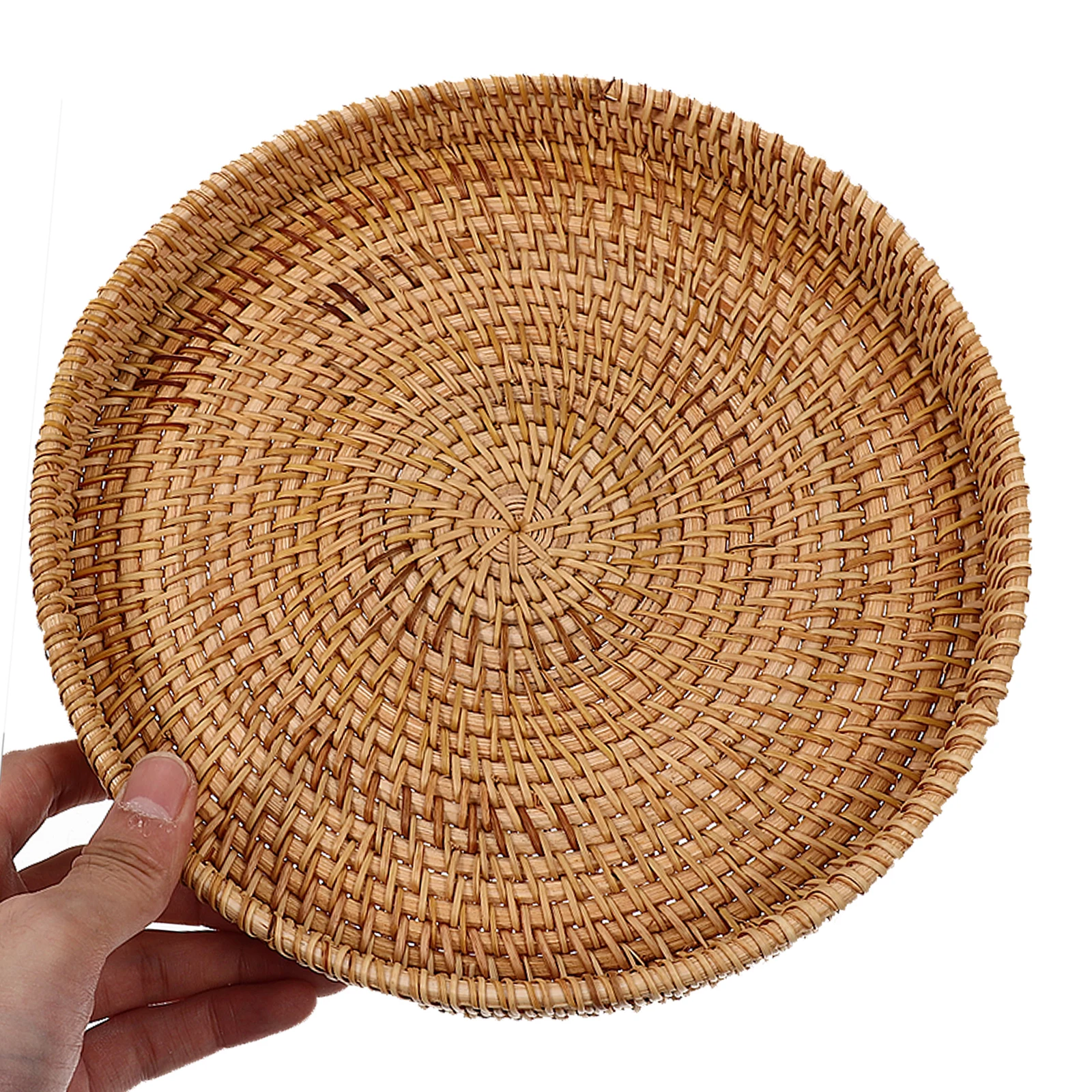 

Rattan Chargers Dessert Tray Wear-Resistant Round Shape Household Multi-Function Serving Tray Fruit Coffee Snack Display