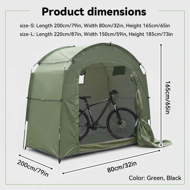 1 Pack Expanded Bike Storage Shed, Silver Inner Lining Shelter for Cyclists, Lawn Garden Bicycle Storage Tent for Family