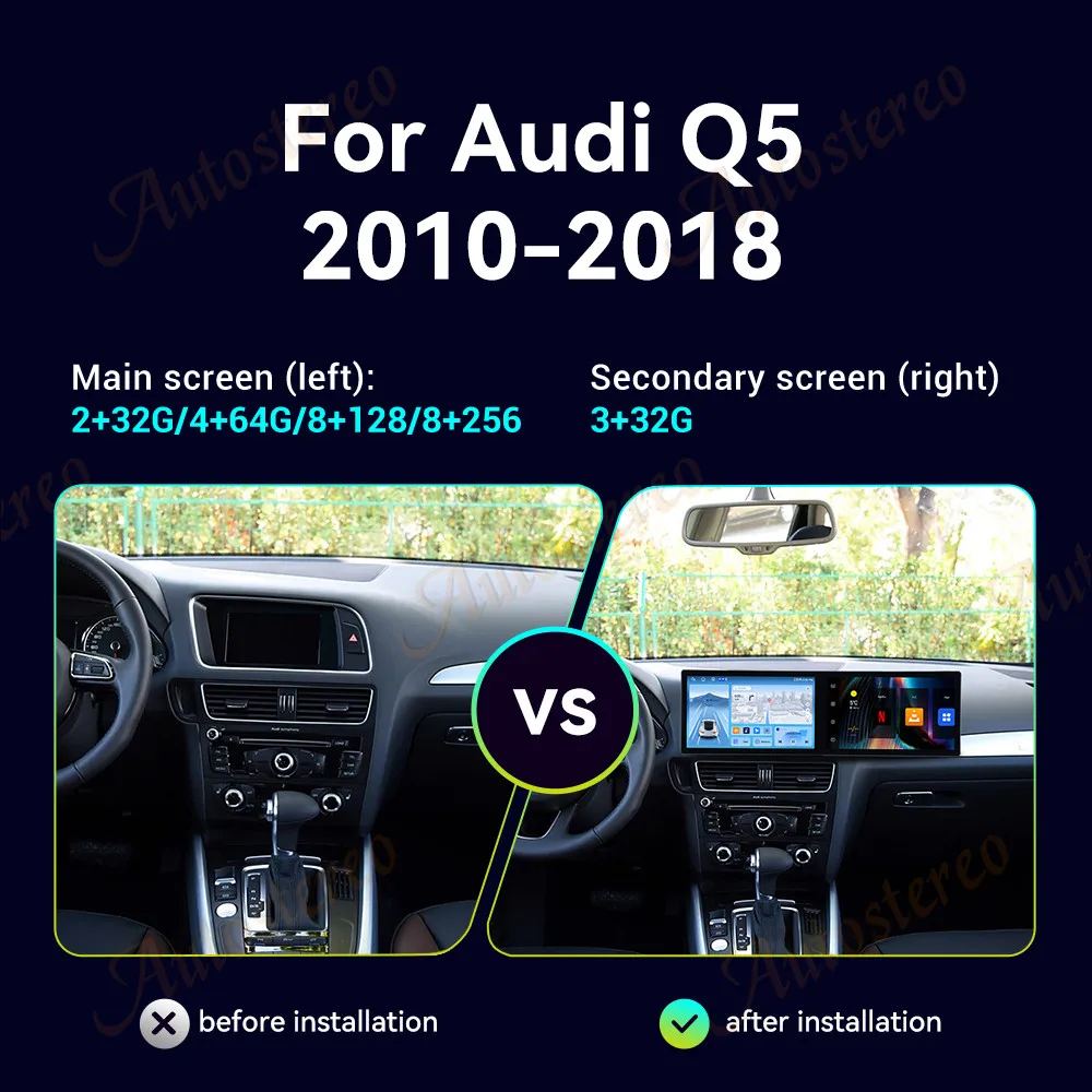 

Car Accessories For Audi Q5 2010-2018 Android 14 Dual 11.5 Inch Screen Multimedia Display Car GPS Navigation Player Car Radio