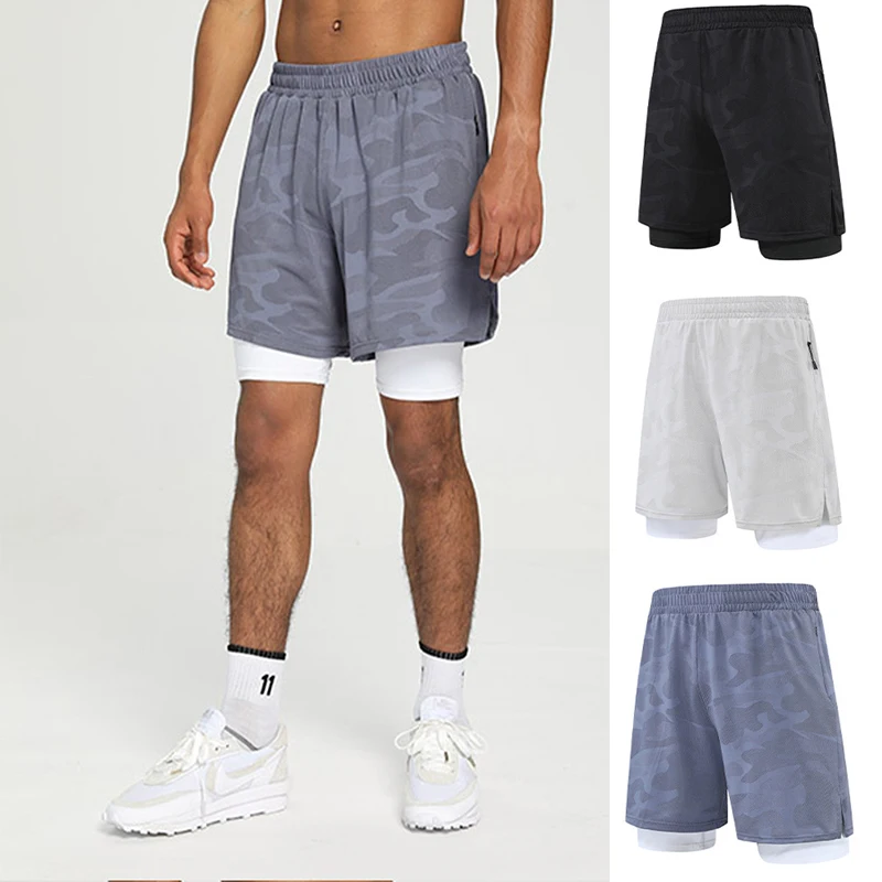 Men Student Basketball Shorts With Lining Tight Men's Sport Gym For Soccer Football Exercise Jogging Hiking Running Fitness Pant