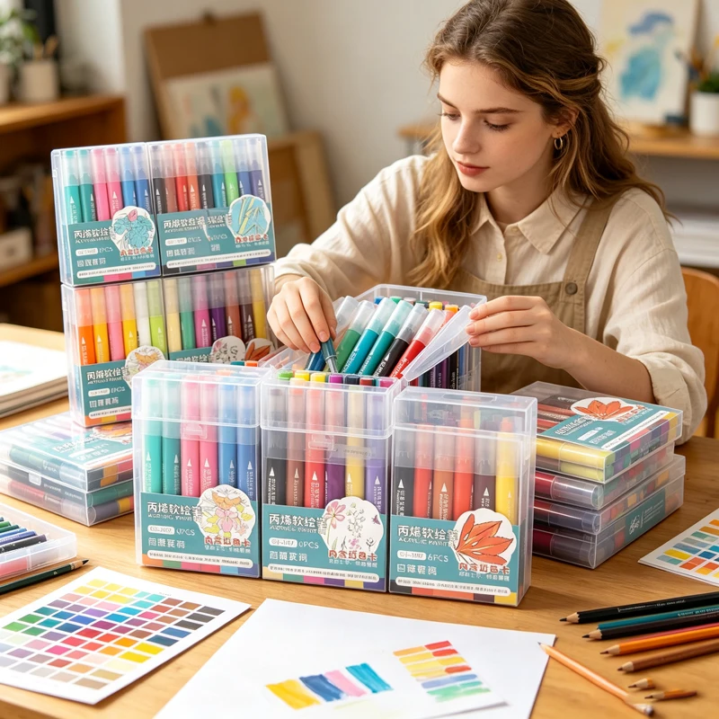 6/36 colors Acrylic Marker Paint Pens soft Brush Tip, Waterproof Ink, Writes on Paper, Rock, Rubber,Ceramics, Wood, Glass more