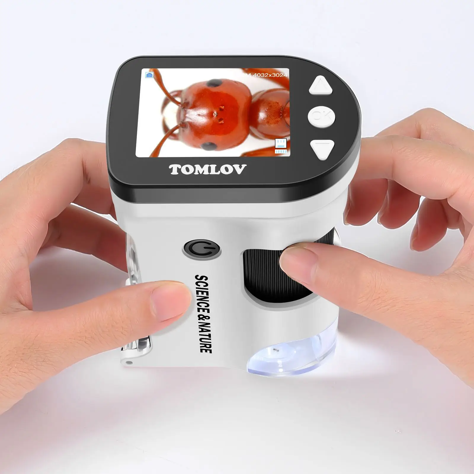 Tomlovデジタルハンドヘルドスコープ800x写真/ビデオ子供用生物学プロ拡大鏡レンズ顕微鏡カメラ