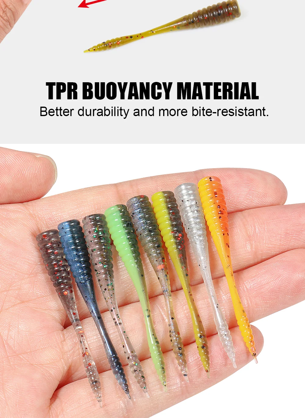 Palisander 48mm TPR Schwimmende Micro Köder Nadel Schwanz Ajing Weiche Wurm Angeln Köder Swimbaits Jig Rockfish Drop Shot ozean Meer 20 stücke – Detail 4