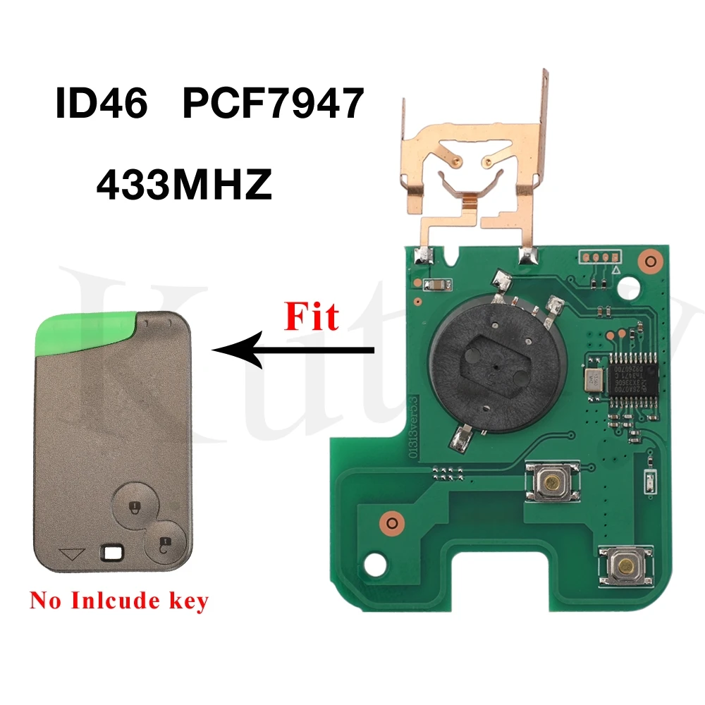 

jingyuqin 433Mhz ID46 PCF7947 Chip Remote Car Auto Key Card Electronic Circuit Board PCB For Renault Laguna Espace Vel-Satis