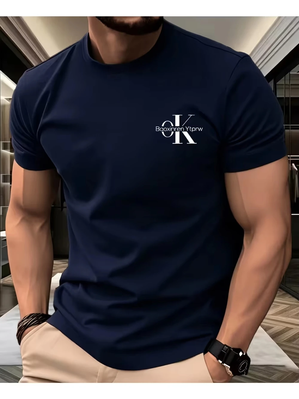 2026 Unisex Intertwined Monogram Small Logo Graphic T-shirt Slim Fit Short Sleeve Tee Minimal Text Print Loose Summer Cotton Top