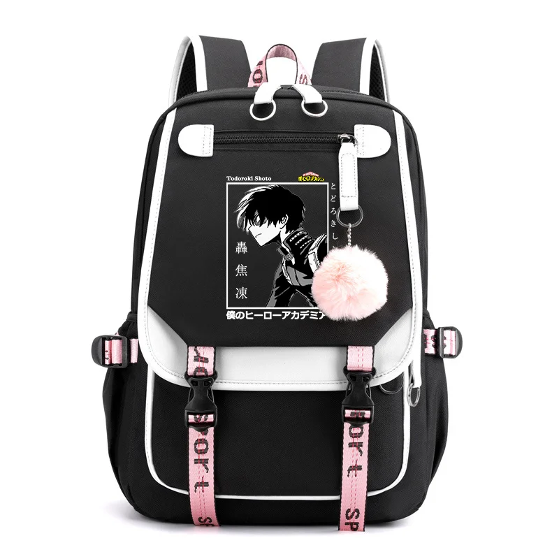 

New Todoroki Shoto Pattern Backpack Teenage Street Cool USB Backpack High Quality Large Capacity Backpack Anime Backpacks