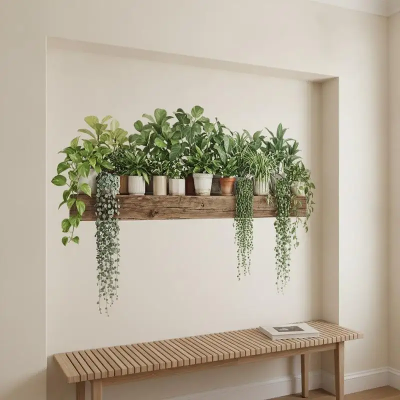 Green Plant Hanging Basket Wall Stickers Self-Adhesive No Residue Bohemian Decor for Office Living Room