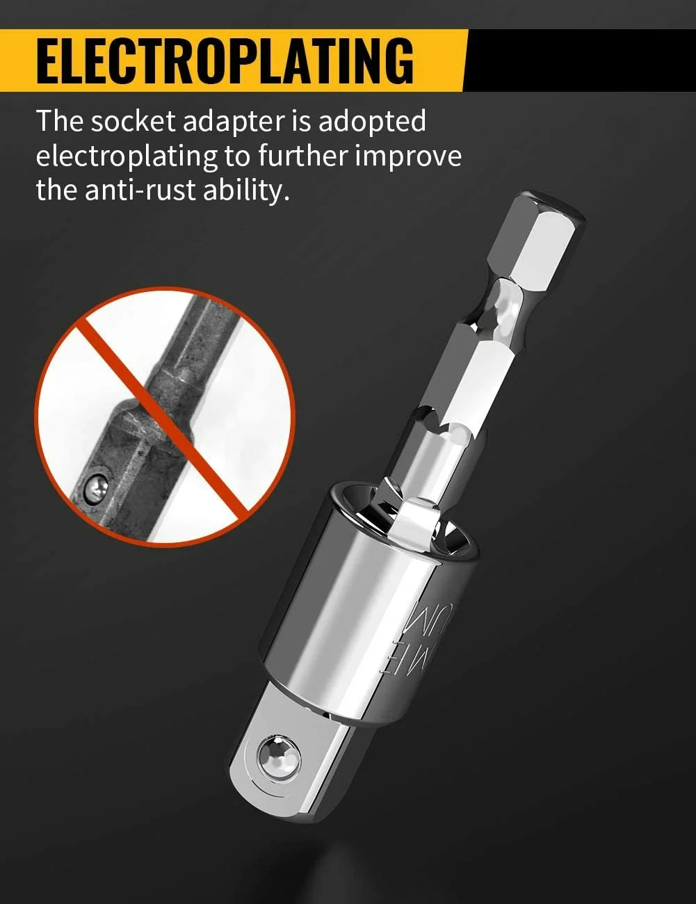 3ชิ้นเจาะอะแดปเตอร์ชุด360 ° หมุนได้ Hex Shank Impact Driver ซ็อกเก็ตอะแดปเตอร์1/4 "3/8" 1/2 "Impact
