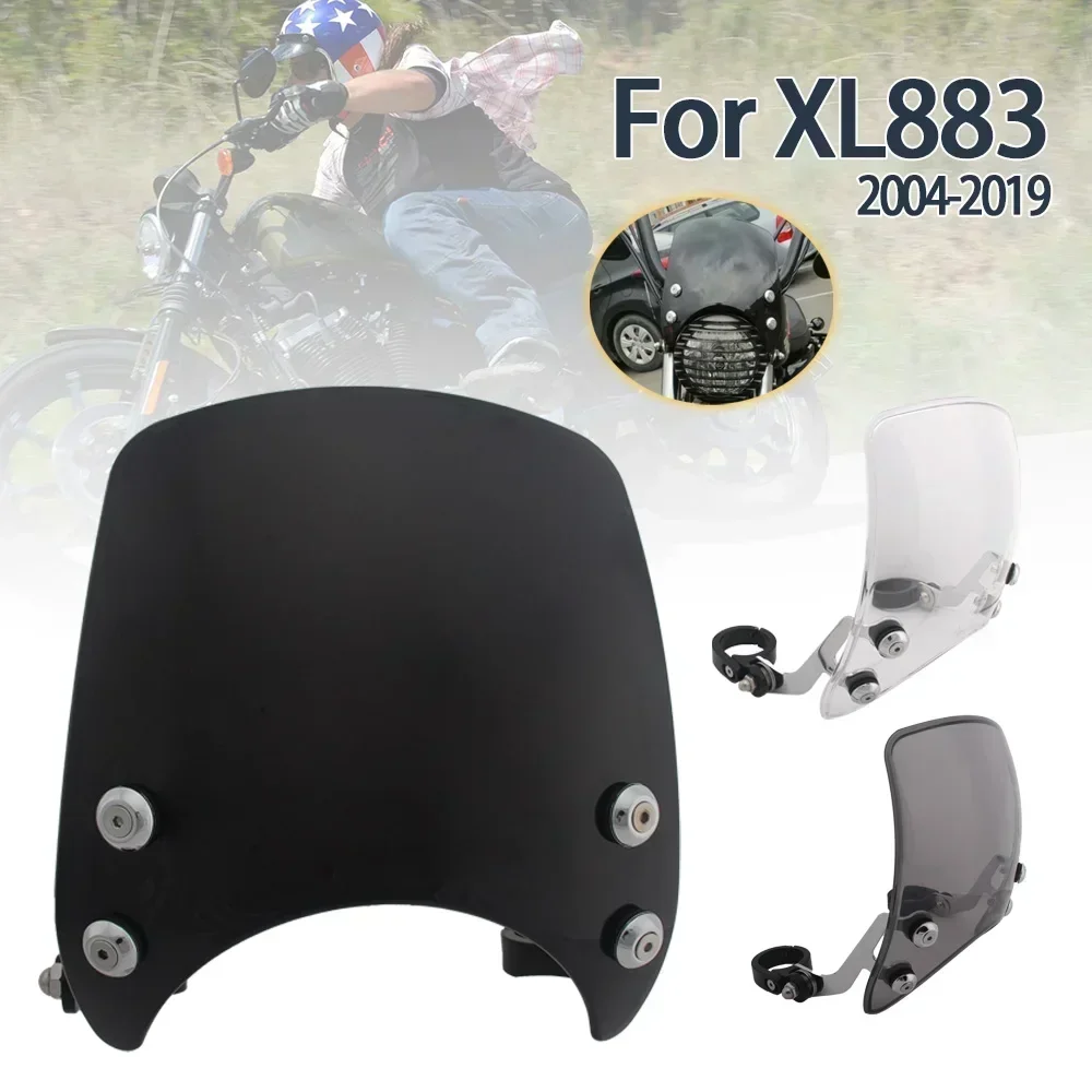 Motorcycle Adjustable Windshield Black Smoke Clear For Harley Sportster XL 1200 883 72 48 Iron 2004-Up 39mm-41mm Fork Windscreen