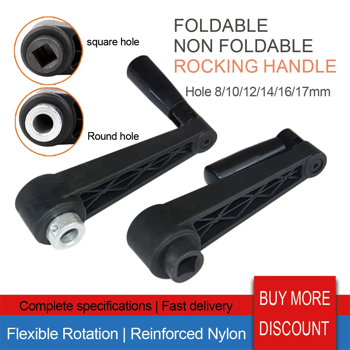 

1 шт., черная складная/нескладная ручка-качалка, длина 63-160 мм для фрезерного станка, круглое/квадратное отверстие 8/10/12/14/16/17 мм