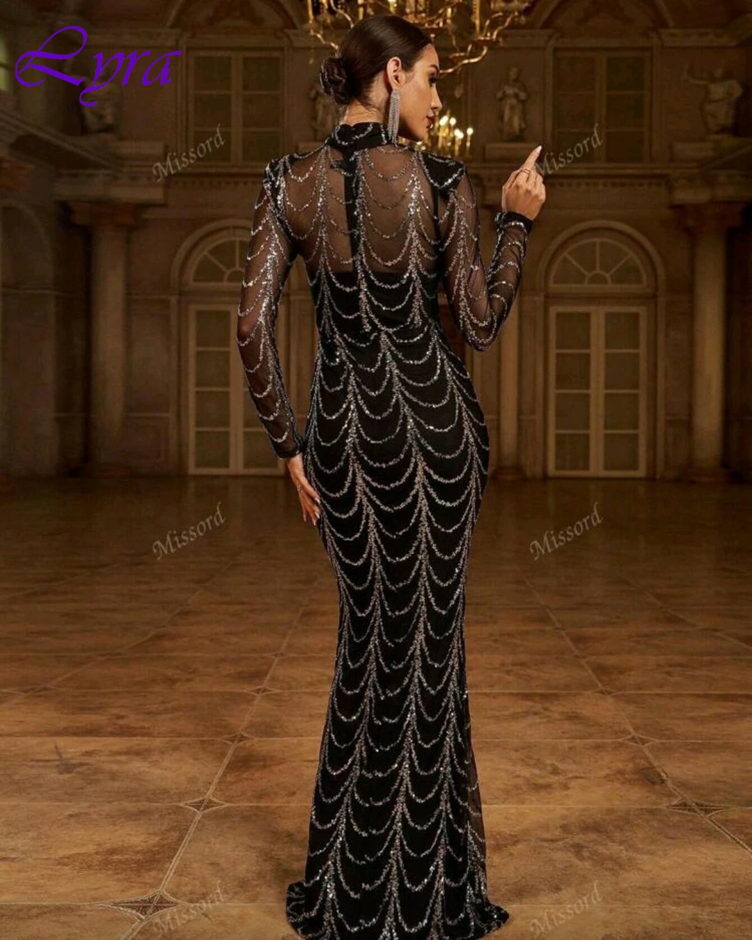 تخصيص حورية البحر الياقة العالية طويلة الأكمام فستان سهرة أنيق دقيق مخصص فساتين المناسبات الموضة الحديثة فستان الحفلة الراقصة