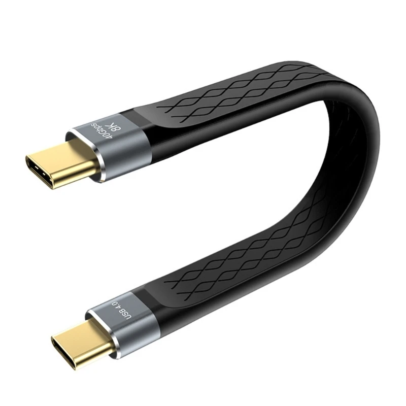 K3NB PD240W USB4 C Cable 5.9Inch Flat Type C Cord for Business Users High Efficiency