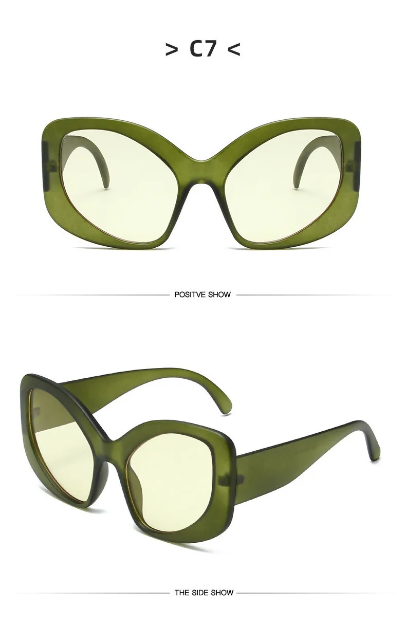 Vintage UV400 Unregelmäßige Schutzbrille Sport Sonnenbrille Y2K Shades Übergroße Sonnenbrille Wrap Around für Damen und Herren mit Metallscharnier – Detail 10