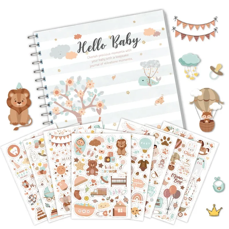 DIY Baby Memory Book Set Handwritten Baby Growth Journal and Milestone Keepsake for First Year Photo Album Scrapbook Supplies
