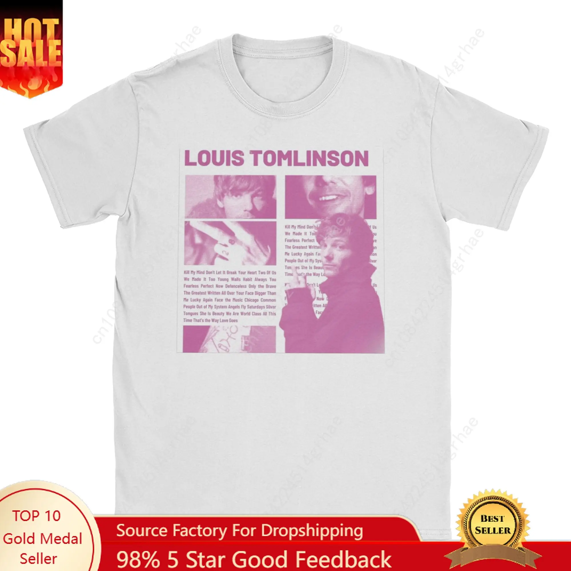 تي شيرت كلاسيكي صيفي L/Louis Tomlinsons تي شيرت عصري رائع تي شيرت قطني للمغني للزوجين Y2K قطع علوية بأكمام قصيرة