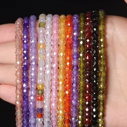 4x3.5mm Natural Stone  Zirconia Rhinestone Beads Faceted  Loose Spacer Beads Jewelry For Making DIY Bracelet Necklace Accessory