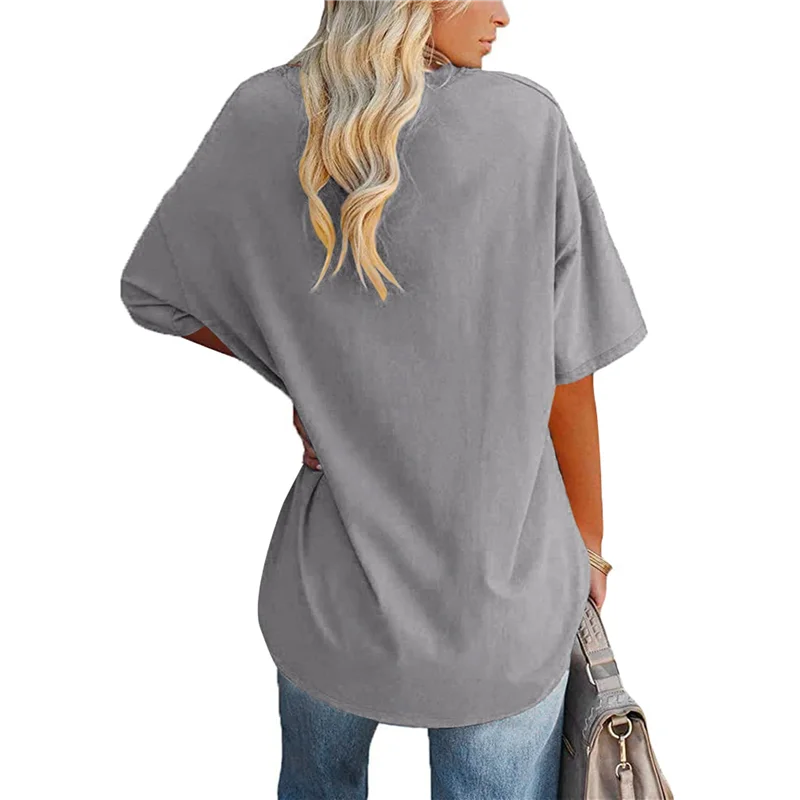 

V Neck Short Sleeve Gym Shirts Casual Loose Fit Basic Tees