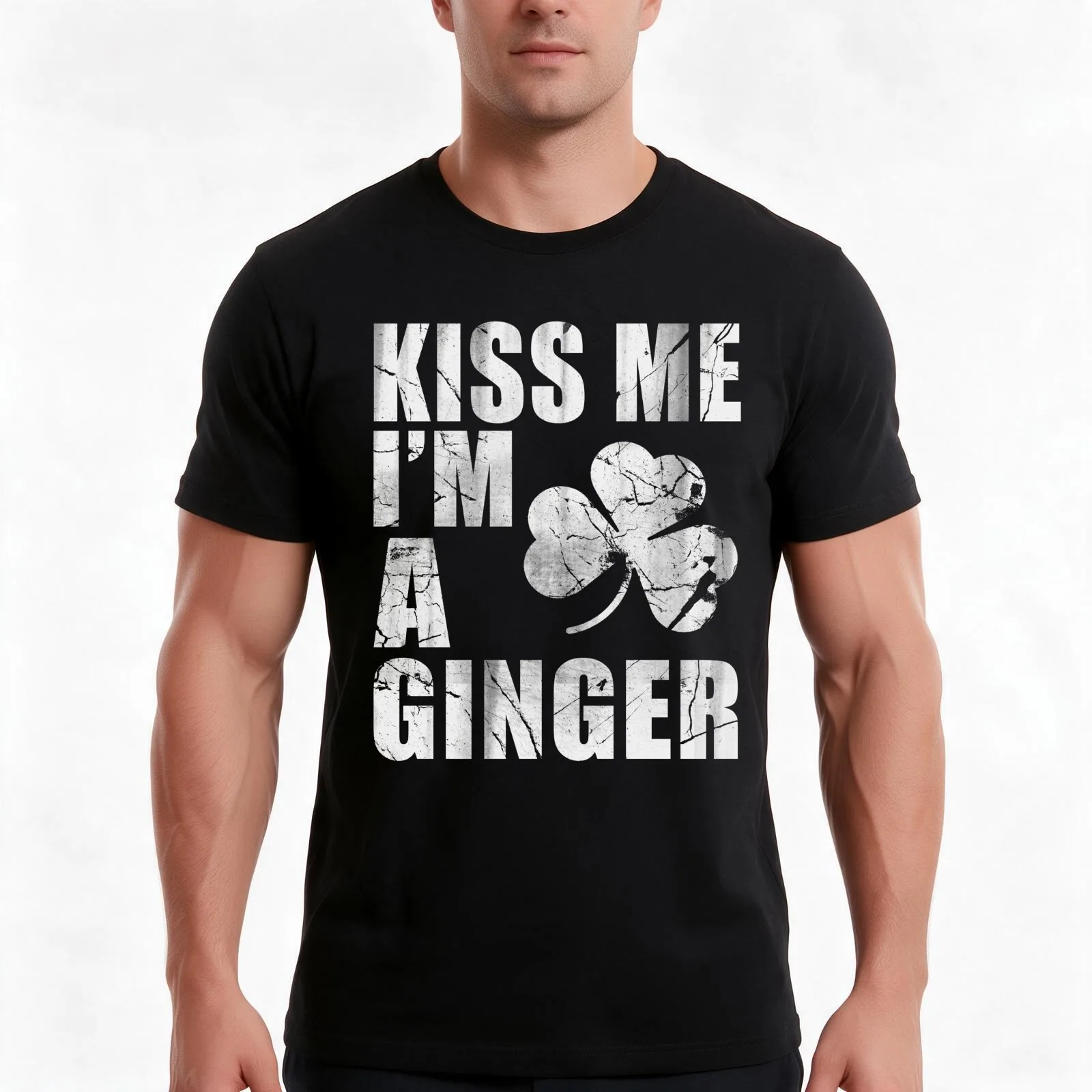 Kiss Me I'm A Ginger St Patrick's Day T-Shirt, Summer Casual Cotton Tee, Oversized Streetwear Tops, Vintage Graphic Print