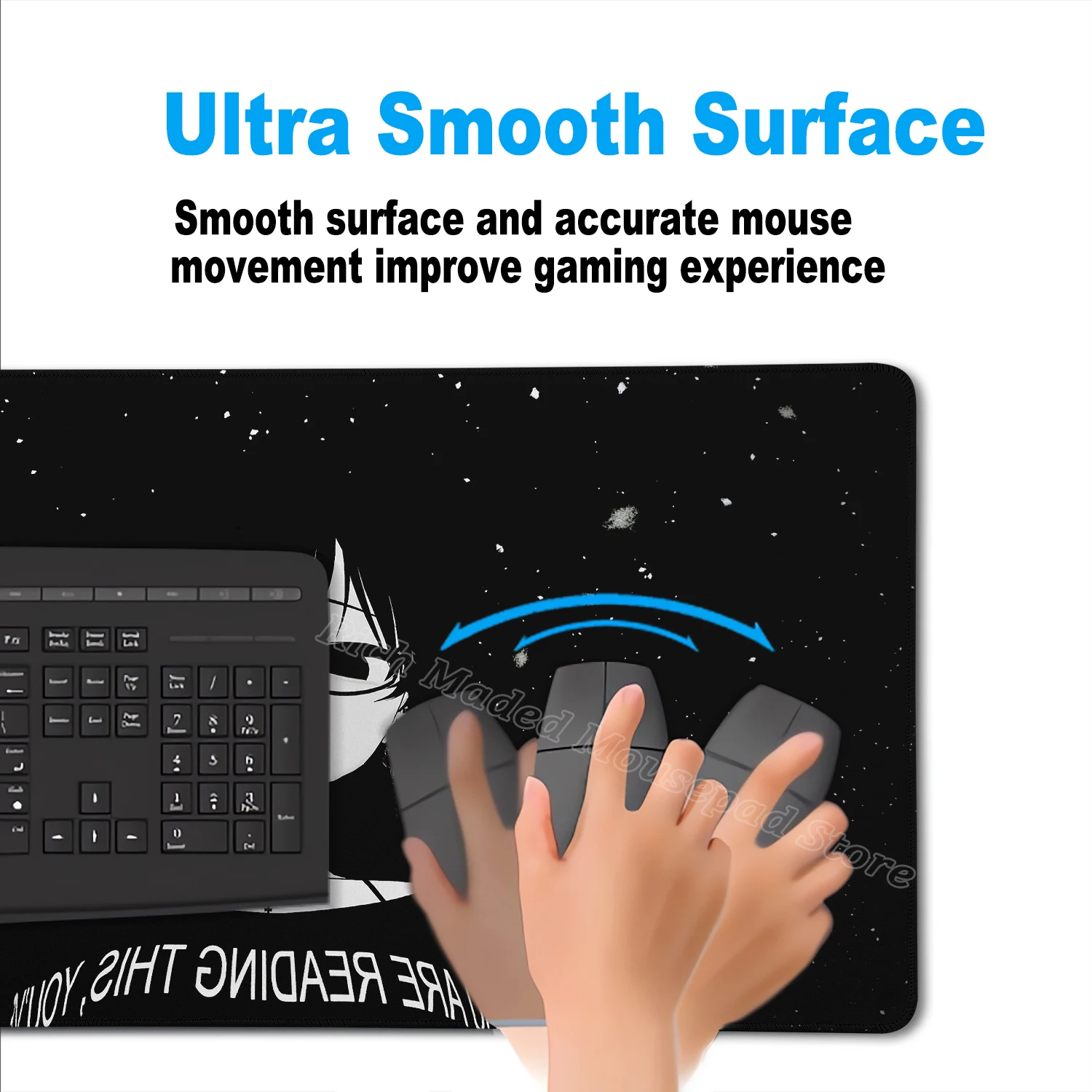 Alas Mouse Anime Hitam Putih Ukuran Besar untuk Gaming, Anti Selip, Alas Keyboard, Alas Laptop, Alas Meja Komputer, Pinggiran Terkunci, Karpet Mouse Y2K