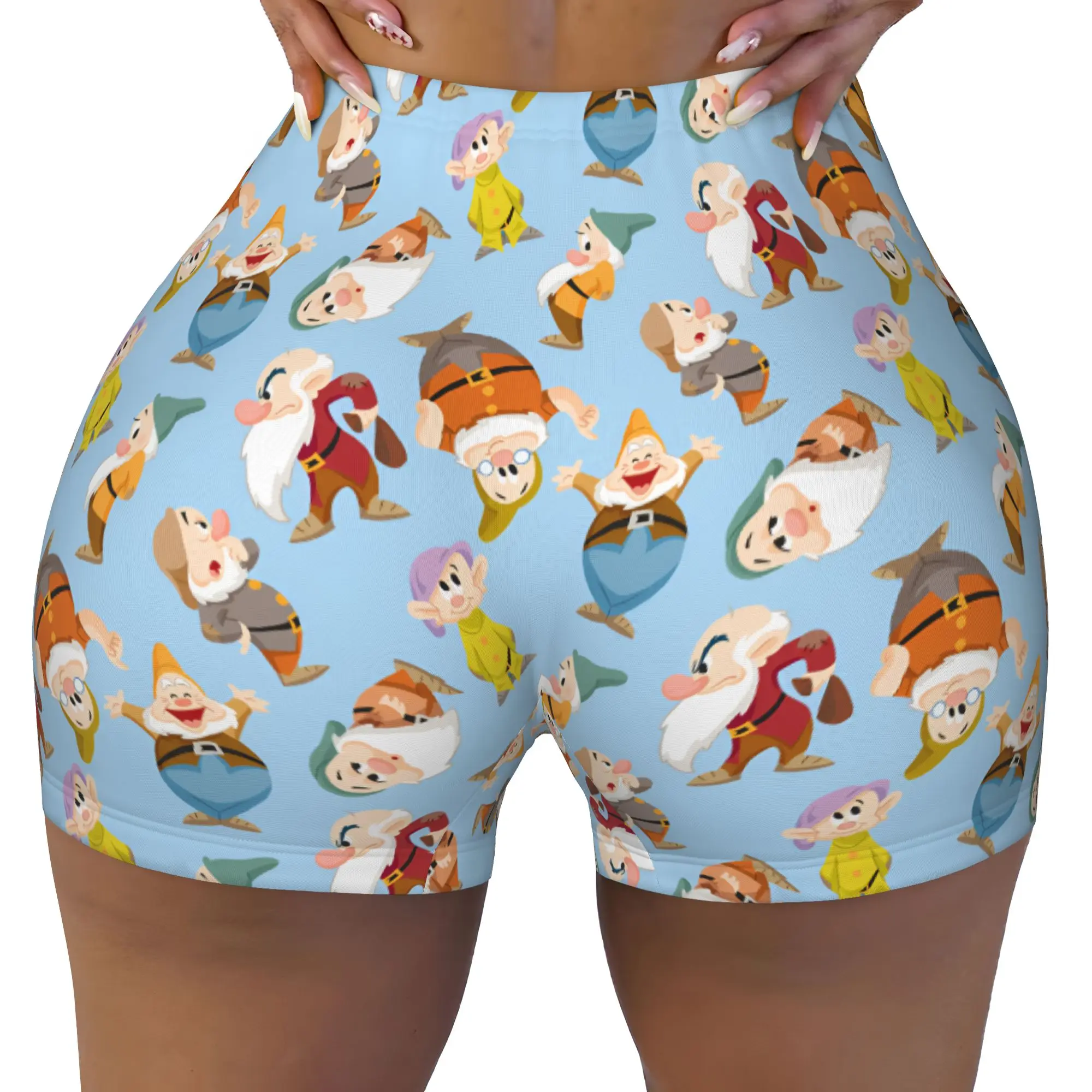 Custom Seven Dwarfs Anime Workout Shorts Women's Cartoon Gym Running Biker Yoga Shorts