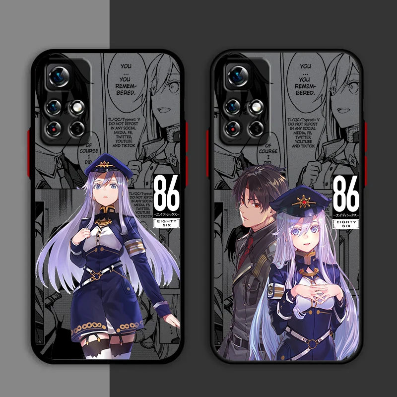 Anime 86 Eighty Six Lena Phone Case For Redmi Note 13 12 11 10 Pro Plus Pro S T 5G Matte Frosted Translucent Cover