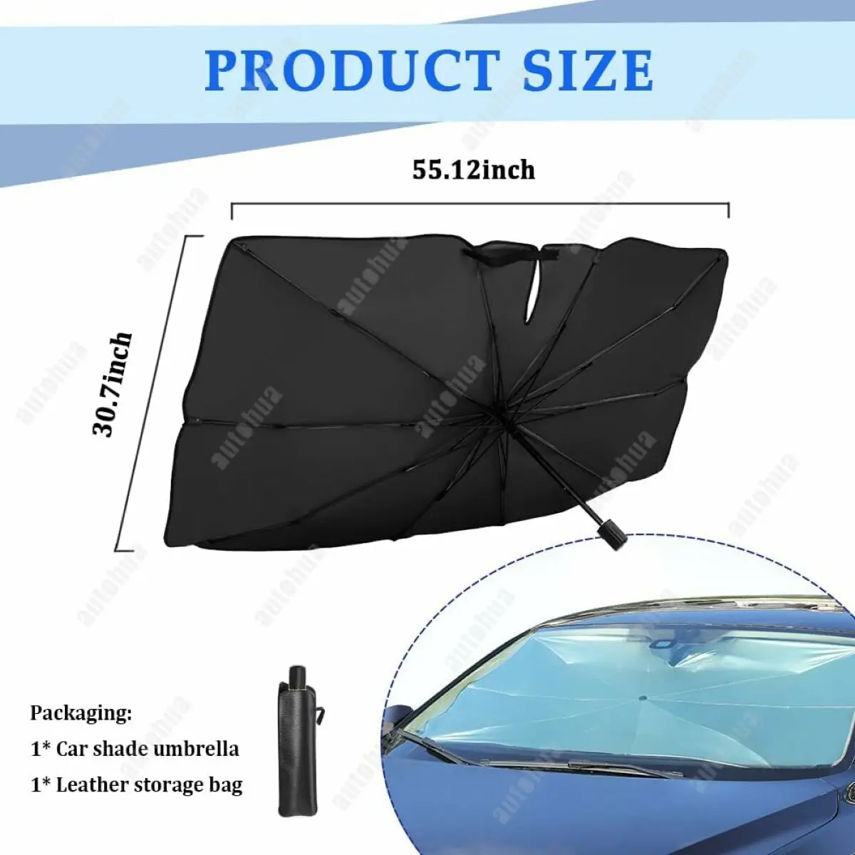 

1Pcs Black Front Windshield Umbrella 5-Layer Nano Sunscreen Shades Protect Interiors Folding Shade Umbrella For Front Windshield