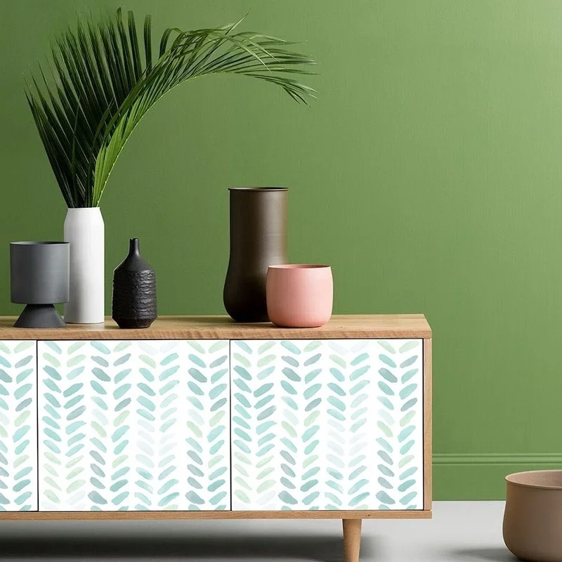 Green White Wallpaper Peel and Stick Wallpaper Boho Contact Paper for Cabinets Leaf Wallpaper for Bedroom Self-Adhesie Stickers