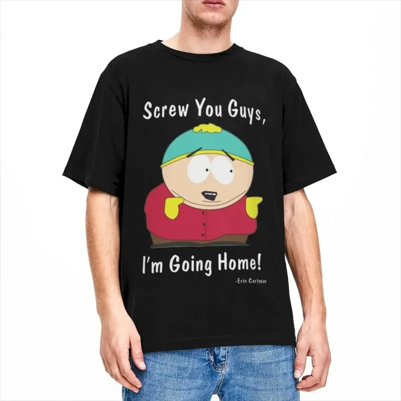 Southpark Eric Cartman Men\'s T-Shirt Screw You I\'m Going Home Fun T-Shirt Short Sleeve Crew Neck T-Shirt 100% Cotton