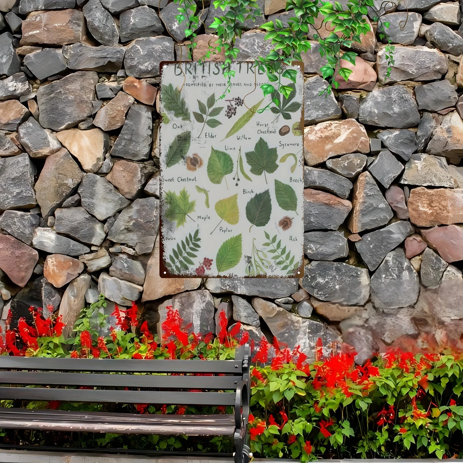 Rustic Outdoor Decor with Labeled Tree Illustrations, Perfect for Home, Garden,  & Holiday Gifts, Bar Decoration | Decorative