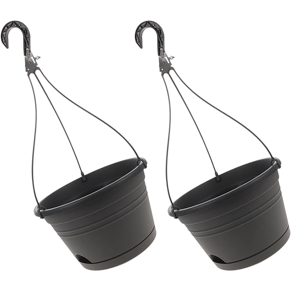 

2pcs Balcony Guardrail Hanging Orchid Pots 255 Gray Garden Decor Flower Pot Wall Planter Succulent