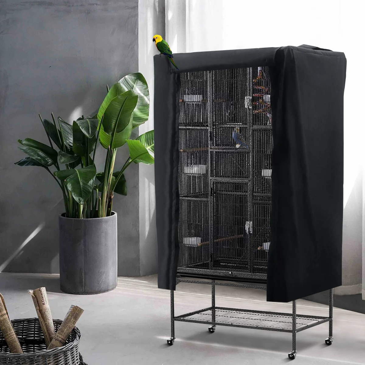 

POPETPOP Bird Cagescage Covers Breathable Sleep Helper Accessory Shading Cloth for Pet Bird Cages (Black)