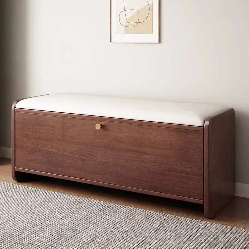 Household doorstep shoe cabinet can sit on shoe stool, walnut color entrance shoe rack, simple entry into the house