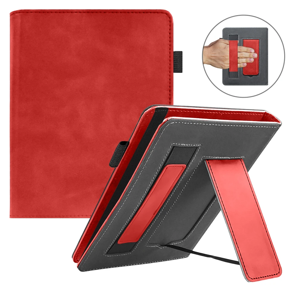 Universal 6 Inch E-book Cover with Hand Strap Case for Ritmix RBK-678FL RBK-677FL Painted Case Handheld Bracket Magnetic Cover