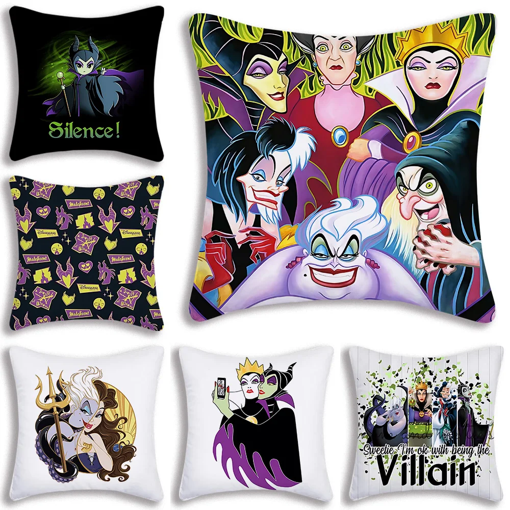 Disney Princess Villains Queen Pillow Covers Cartoon Sofa Decorative Home Double-sided Printing Short Plush Cute Cushion Cover