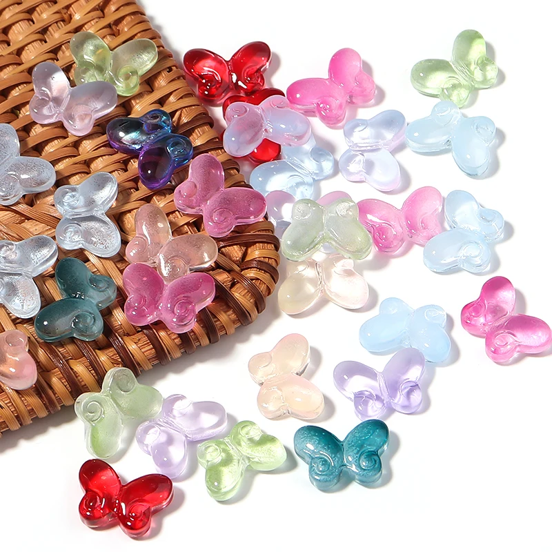 50 teile/los Schmetterling Form Tschechische Glas Perlen Bunte Lampwork Glasierte Perlen Lose Spacer Perlen Für DIY Schmuck Machen Zubehör