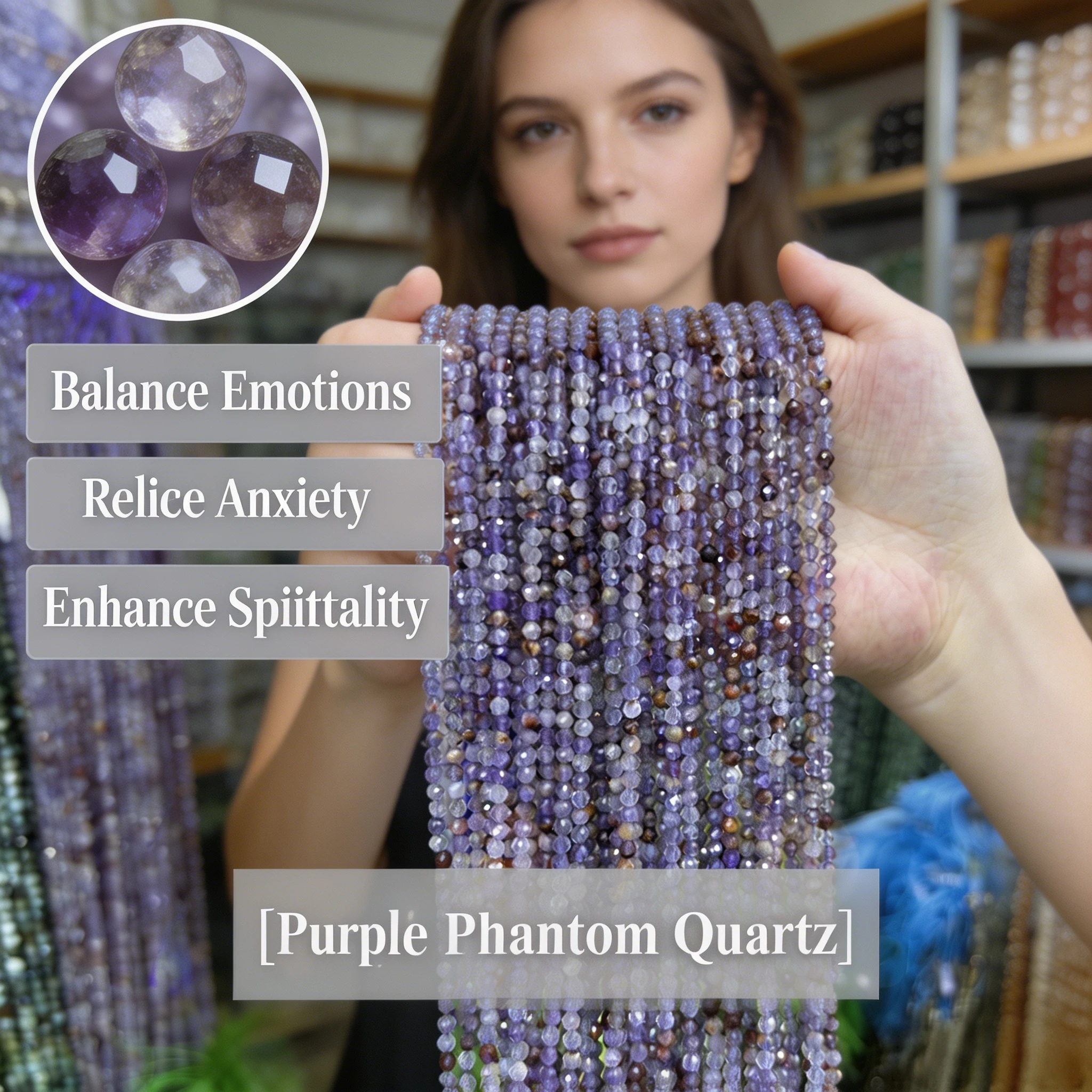 Faceted Purple Phantom Quartz Beads Small Stone 2 3 4mm Polished Spacer Bead DIY Bracelet Necklace Handcraft Jewelry Accessories