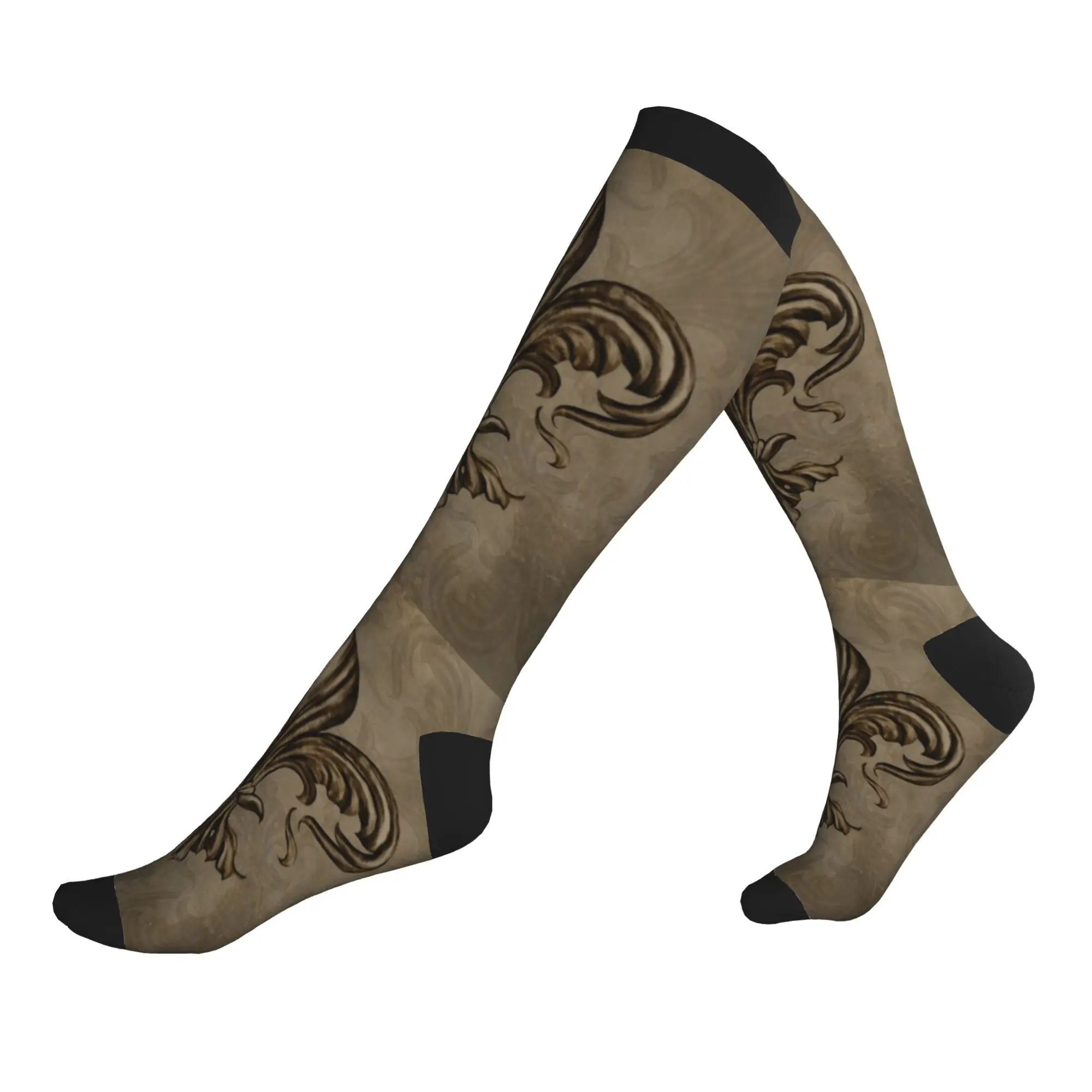 Chaussettes de compression sportives vintage Fleur De Lis pour hommes, chaussettes unisexes amusantes Fleur-De-Lys, chaussettes habillées pour le printemps, l'été, l'automne et l'hiver