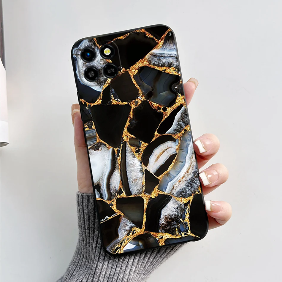 For Infinix Smart 6 HD Case X6512 Black Silicone Fashion Marble Painted Soft Funda Back Cover for Infinix Smart6 HD 2022 Capa